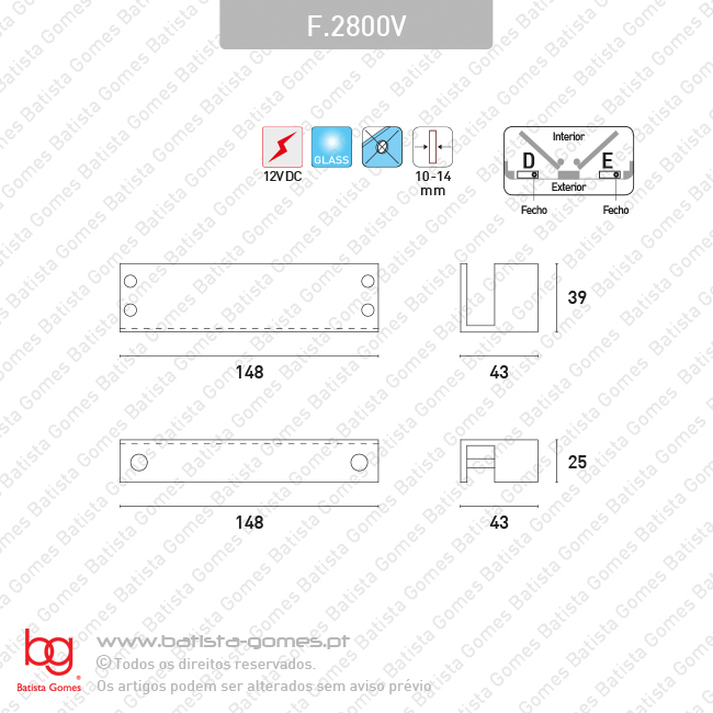 Fechadura el�ctrica para portas de vidro sem aro
